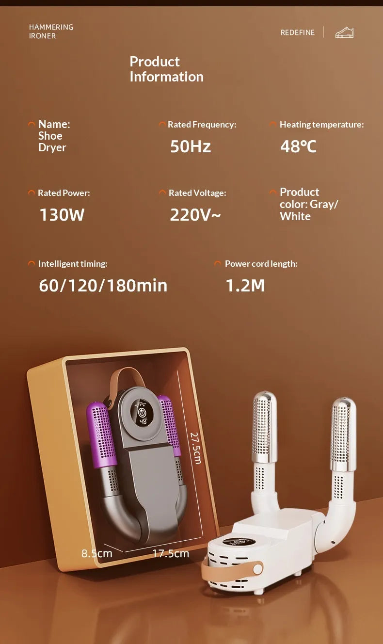 Foldable Electric Shoe & Boot Dryer with Timer