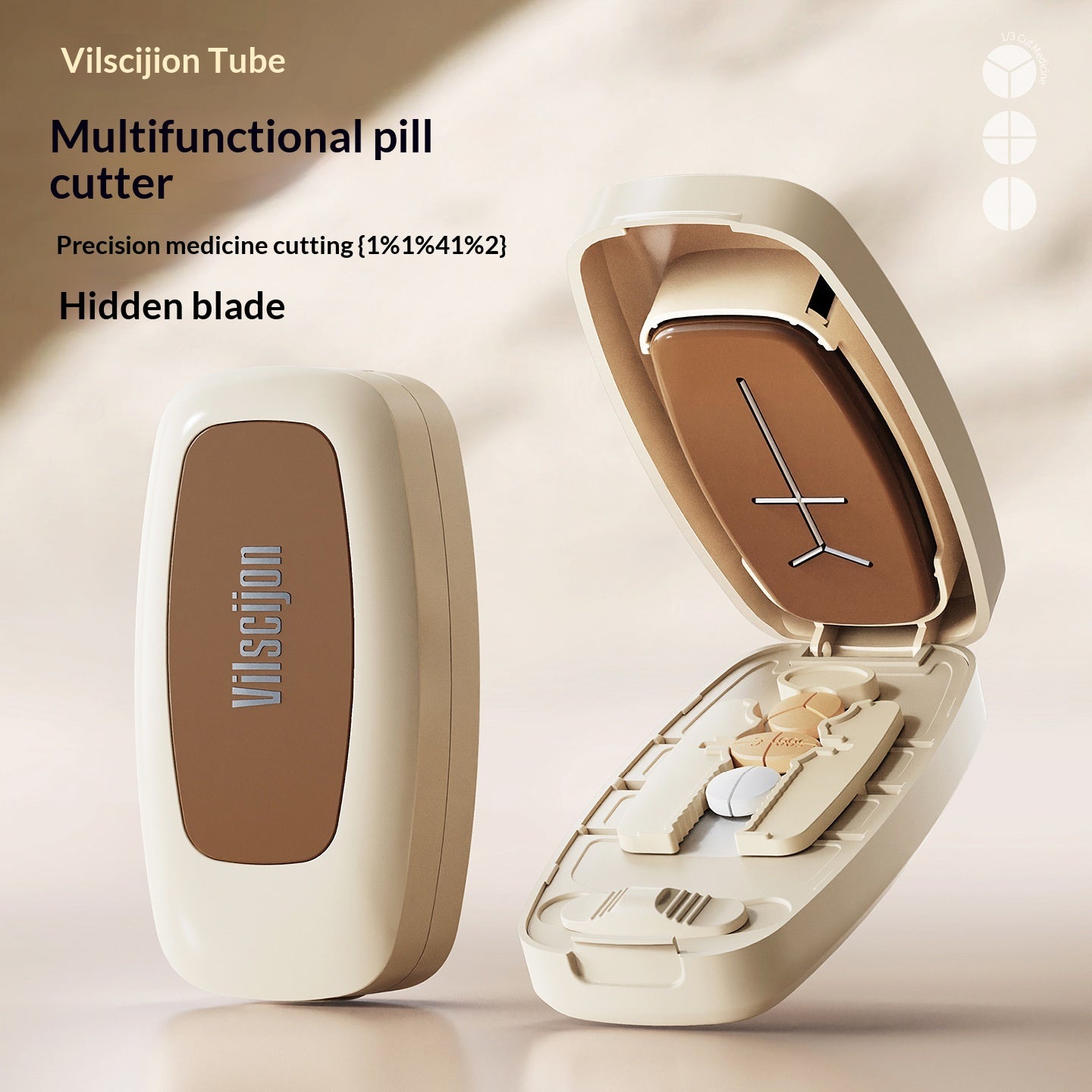 Pill Cutter & Splitter with Storage Compartment