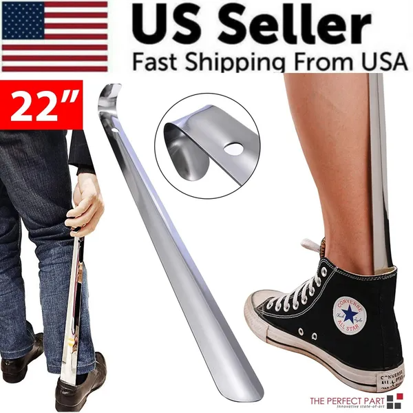 Extra-Long Handle Shoe Horn – 22" Heavy-Duty Stainless Steel, No Bending to Put On Shoes