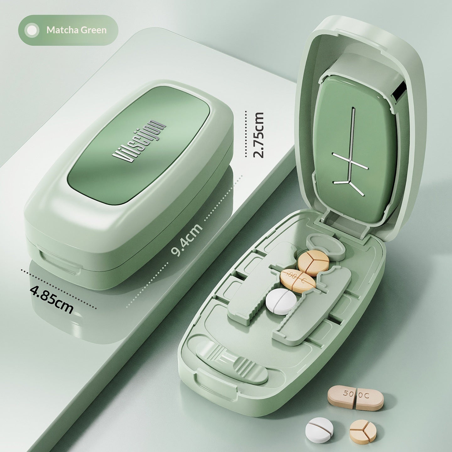 Pill Cutter & Splitter with Storage Compartment