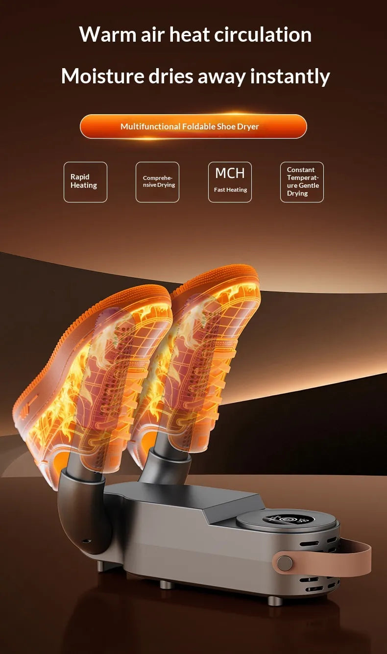 Foldable Electric Shoe & Boot Dryer with Timer